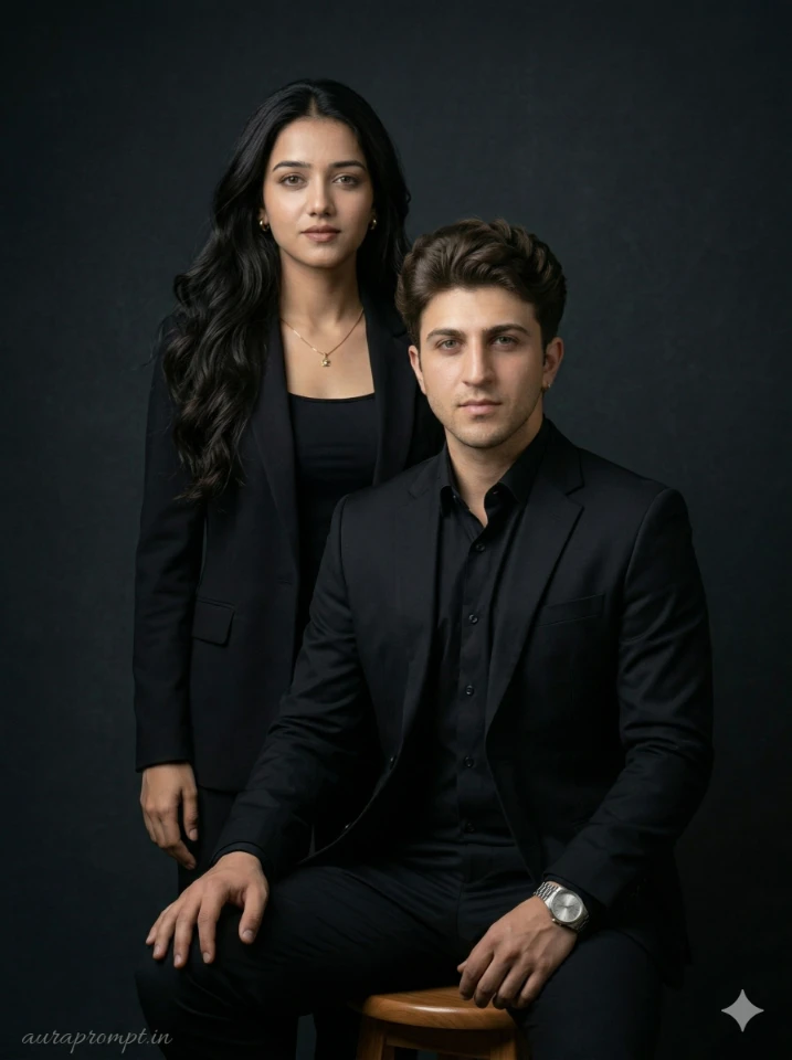 Romantic Couple Photo Editing Prompts for High Fashion Editorial Shoot