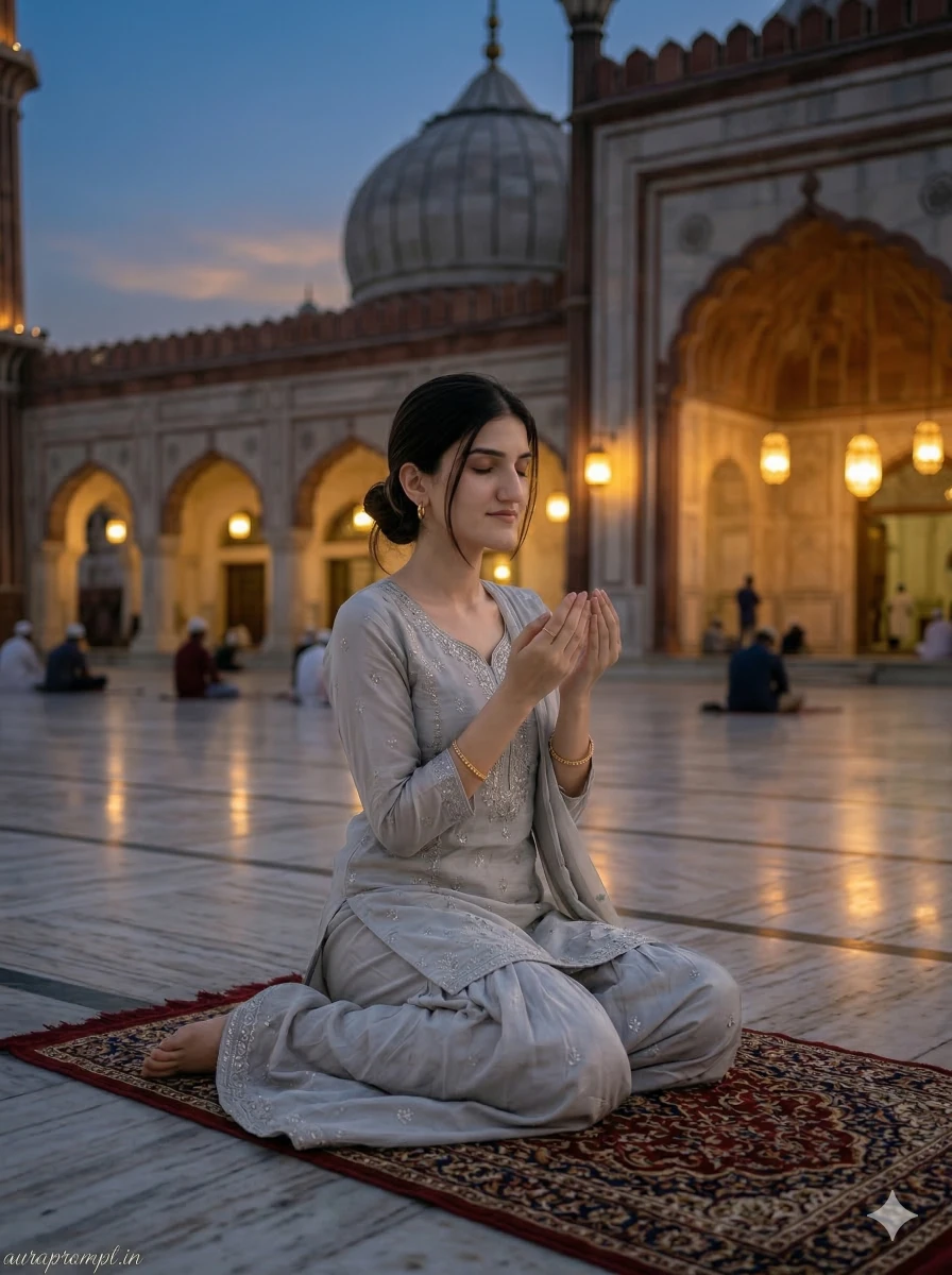 Ramadan Night Mosque Courtyard Prompt