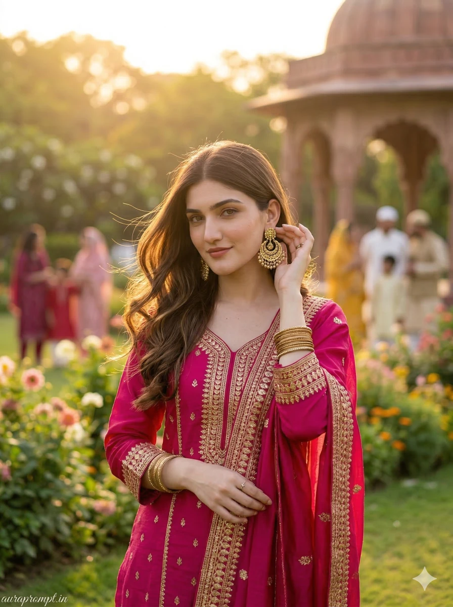 Golden Hour Garden Eid Photoshoot Prompt