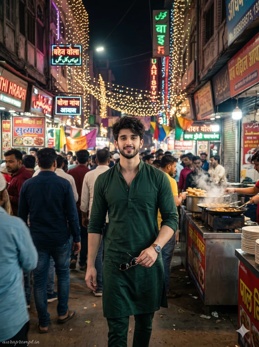 Night Eid Celebration Street Portrait