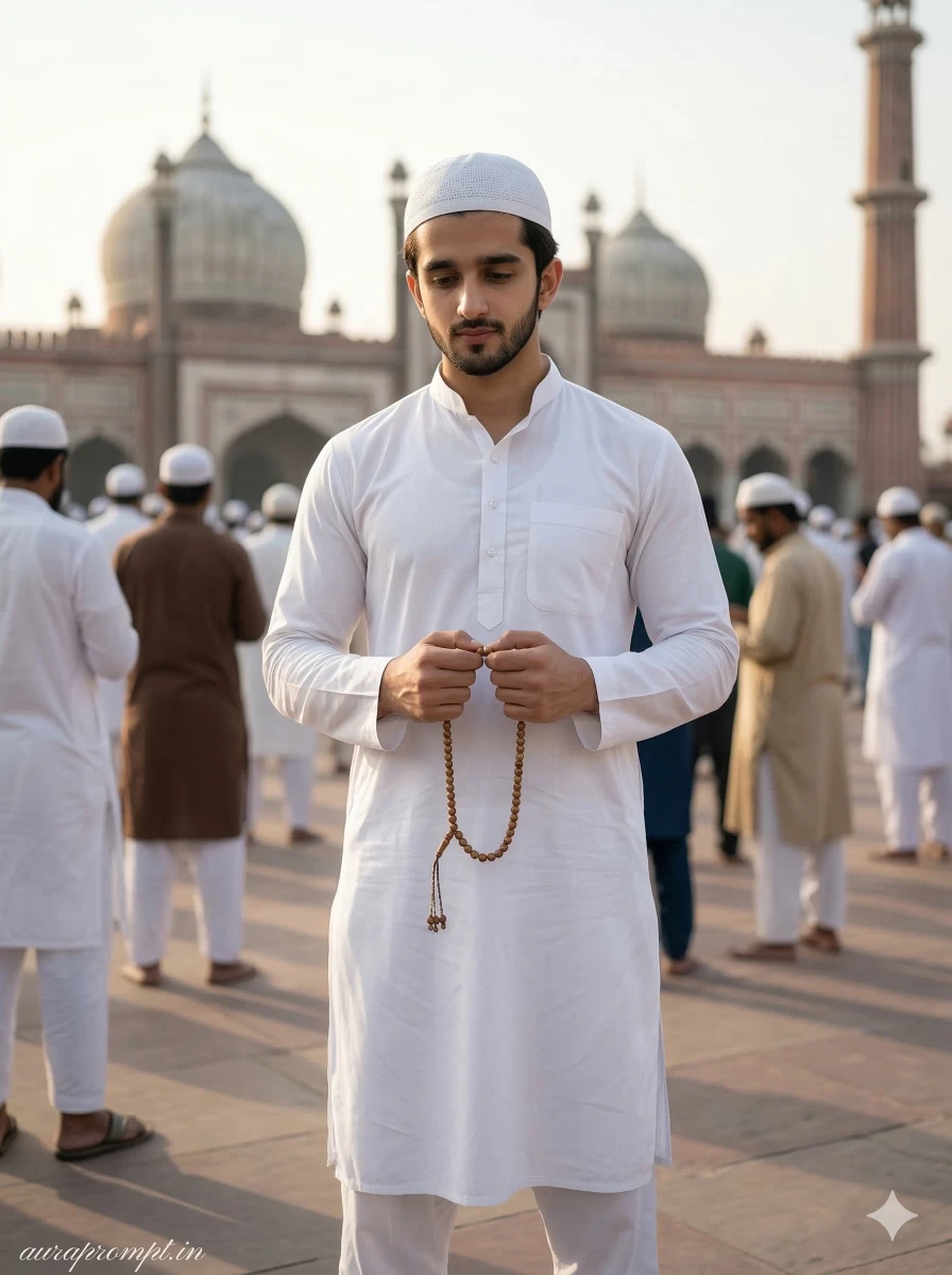 Eid Prayer Morning Mosque Scene