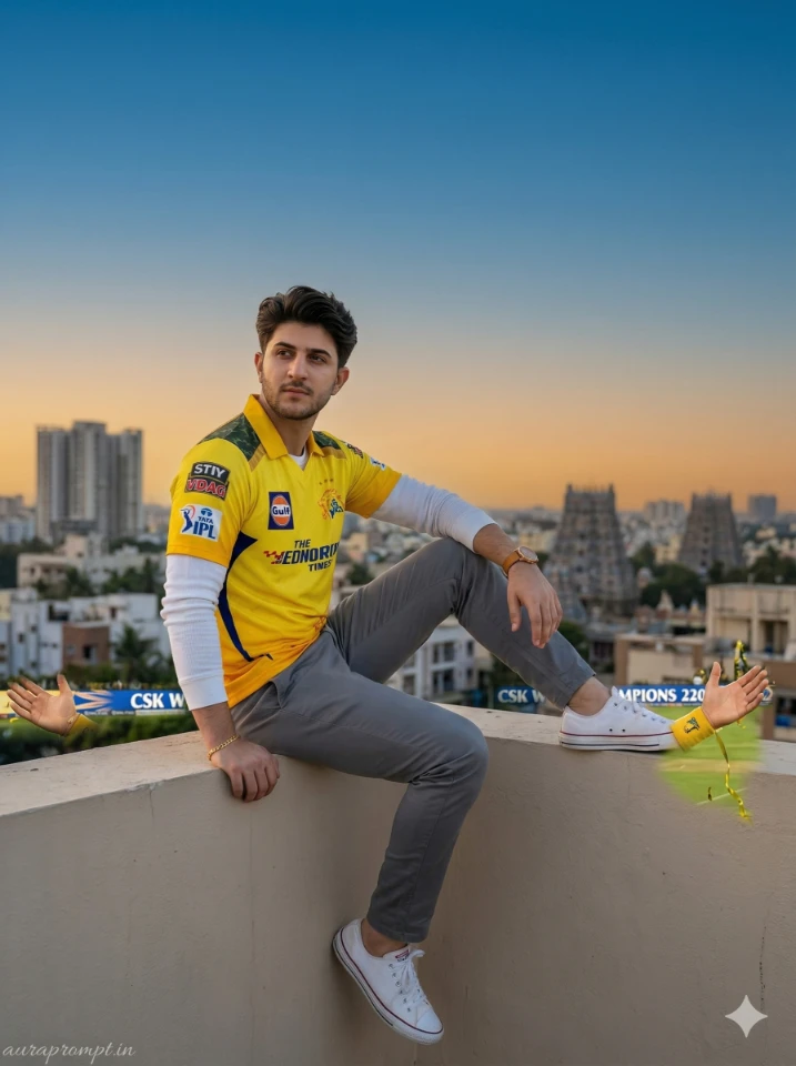 IPL CSK prompts for Gemini AI 2026 ultra realistic Chennai Super Kings photo editing