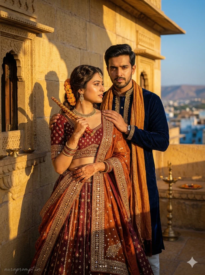 Sunset Rooftop Editorial with Dramatic Shadows
