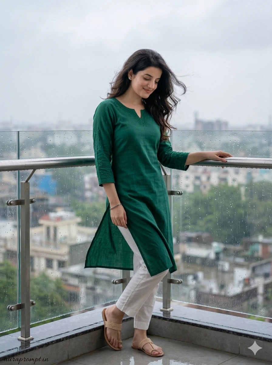 Monsoon Balcony Kurti Portrait