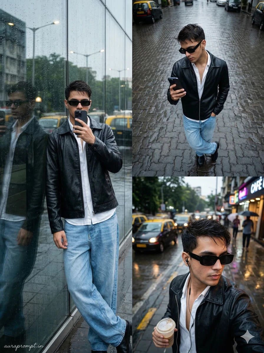 Monsoon Street Mood AI Portrait Prompt