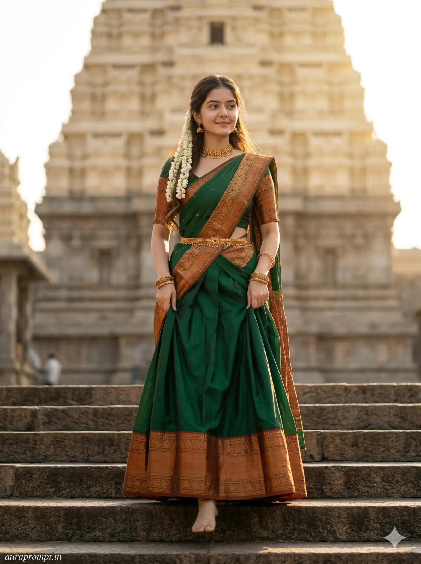Traditional Silk Saree Walk Portrait Scene