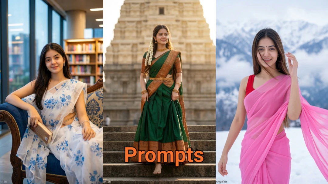Retro Girl In Saree AI Prompts for Gemini