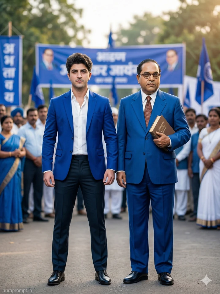 Baba Saheb Ambedkar AI Photo Prompt for boys ultra realistic 4K cinematic portrait generated with Gemini AI image editing