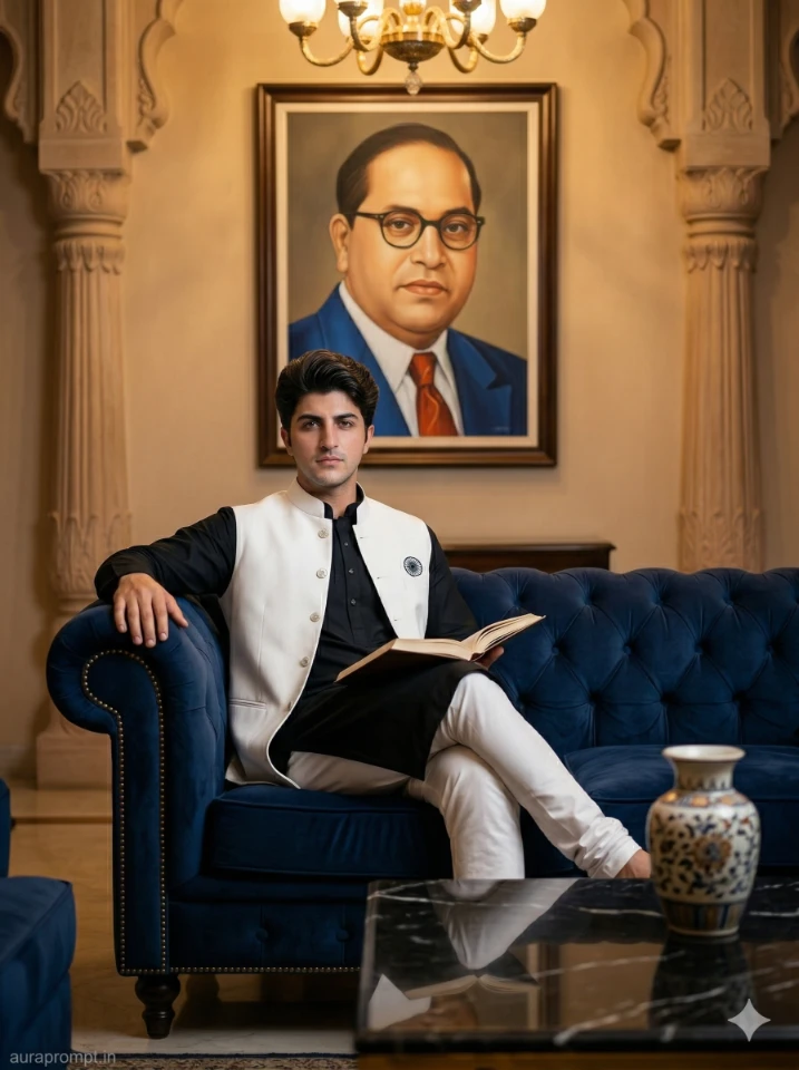 Baba Saheb Ambedkar AI Photo Prompt for boys ultra realistic 4K cinematic portrait generated with Gemini AI image editing