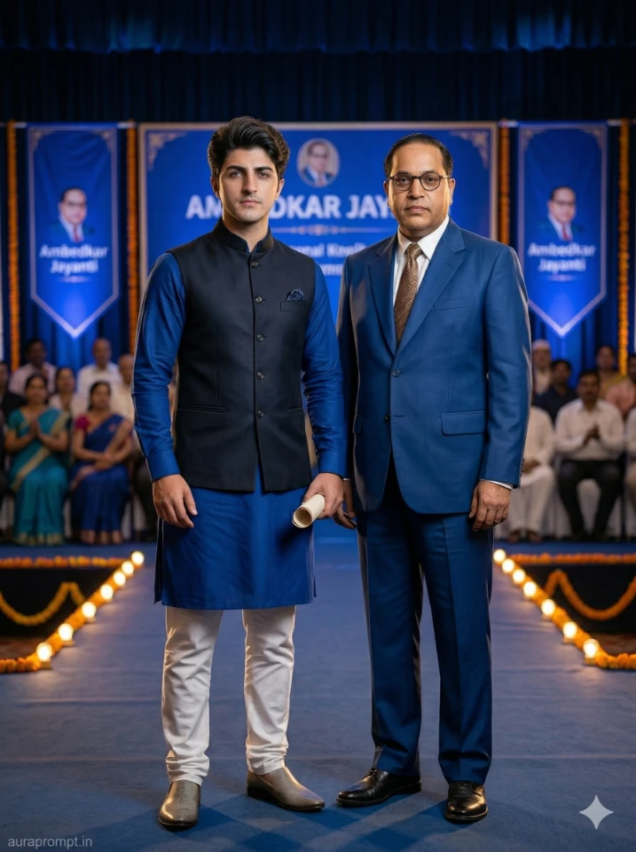 Baba Saheb Ambedkar AI Photo Prompt for boys ultra realistic 4K cinematic portrait generated with Gemini AI image editing