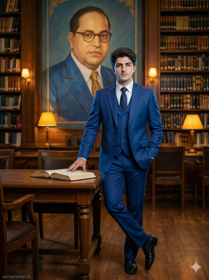 Baba Saheb Ambedkar AI Photo Prompt for boys ultra realistic 4K cinematic portrait generated with Gemini AI image editing