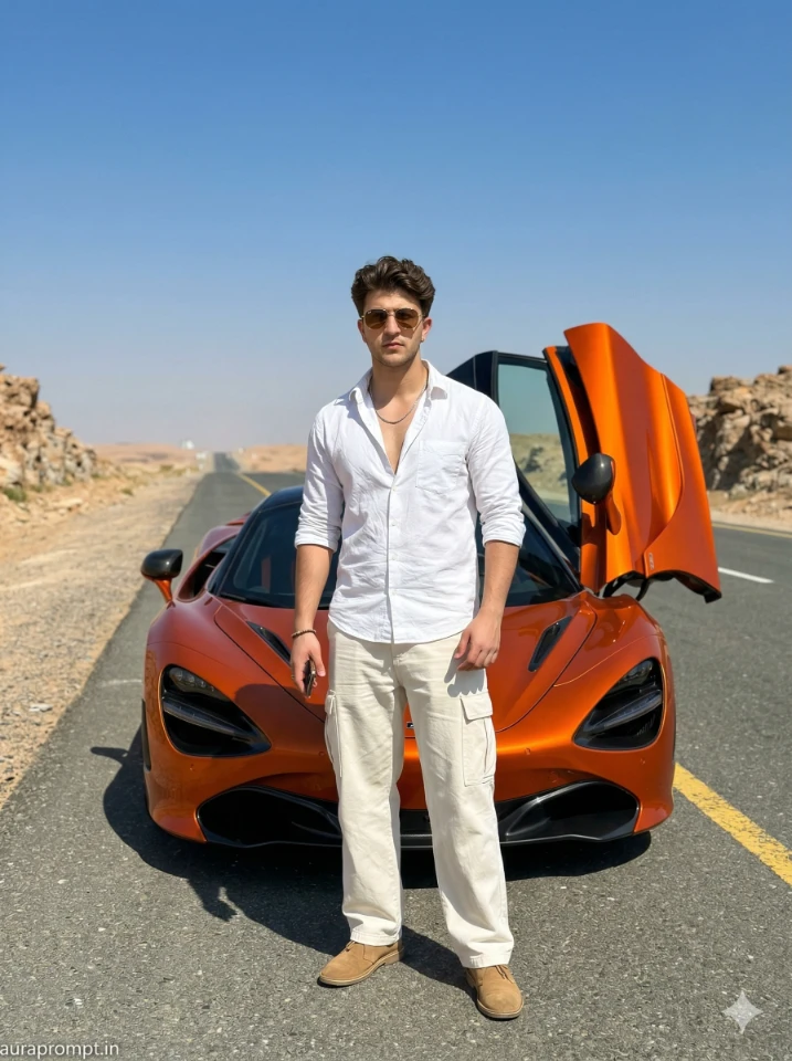 Boys supercar AI prompts ultra realistic Gemini AI luxury car photoshoot cinematic 2026