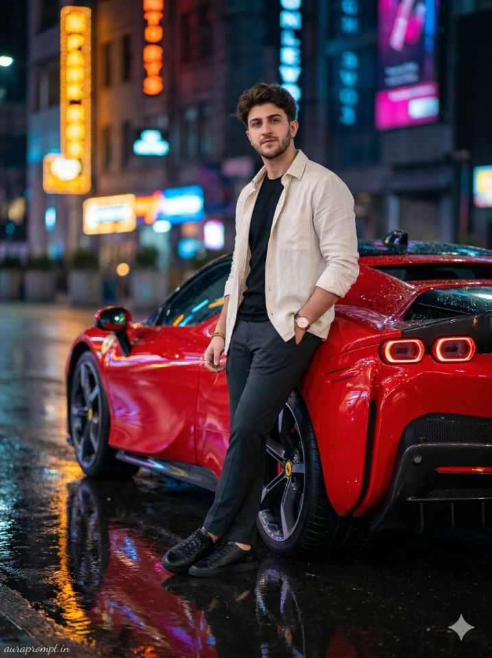 Boys supercar AI prompts ultra realistic Gemini AI luxury car photoshoot cinematic 2026