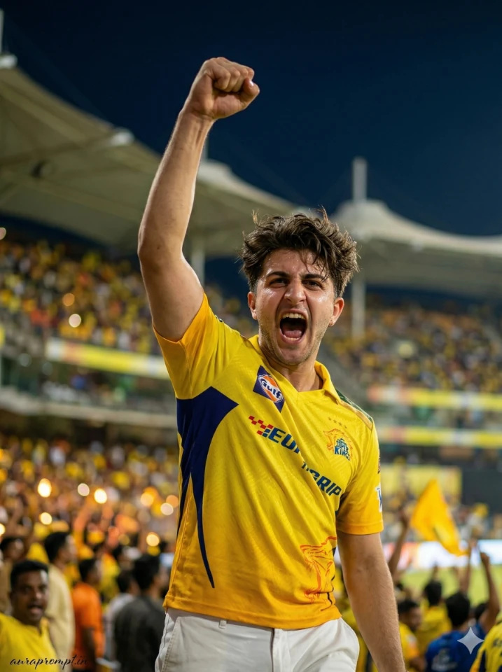 CSK IPL 2026 AI photo prompts for boys ultra realistic Gemini AI cricket fan edit yellow jersey stadium