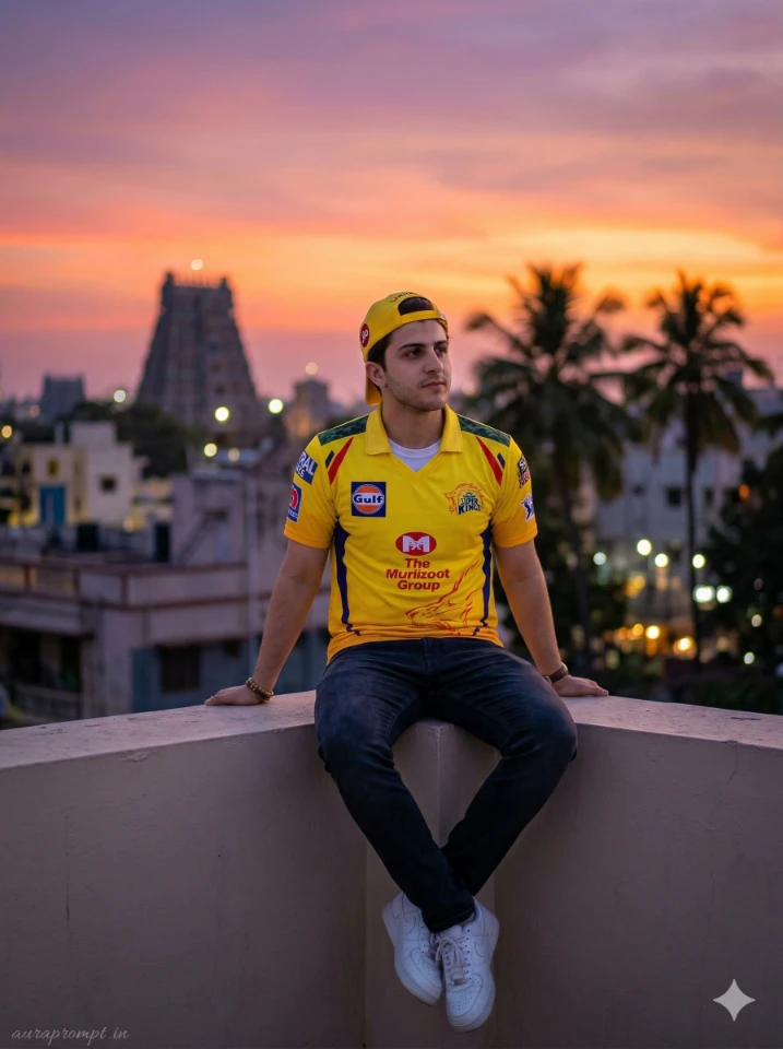 CSK IPL 2026 AI photo prompts for boys ultra realistic Gemini AI cricket fan edit yellow jersey stadium