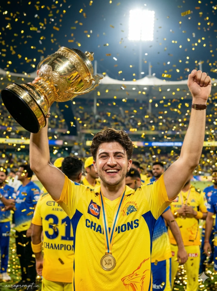 CSK IPL 2026 AI photo prompts for boys ultra realistic Gemini AI cricket fan edit yellow jersey stadium