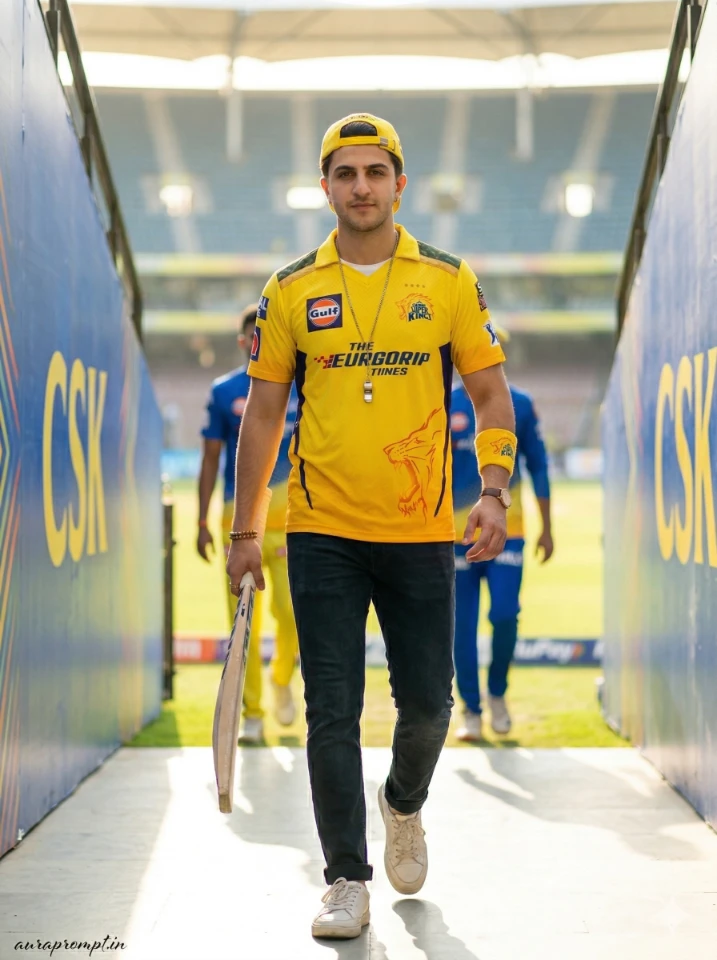 CSK IPL 2026 AI photo prompts for boys ultra realistic Gemini AI cricket fan edit yellow jersey stadium