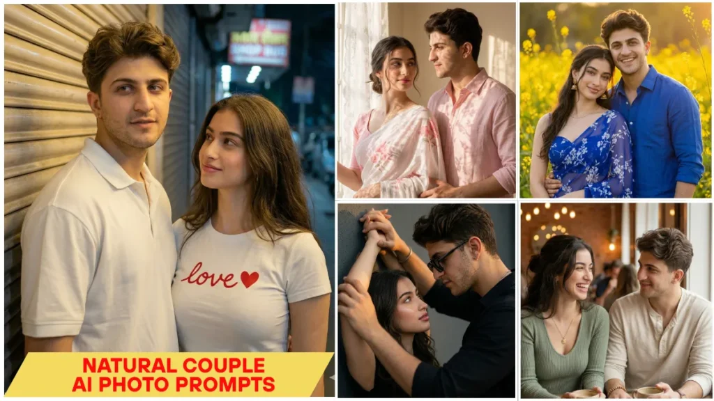 Gemini natural couple AI photo prompts ultra realistic cinematic romantic portrait generated with Gemini AI photo editing 2026