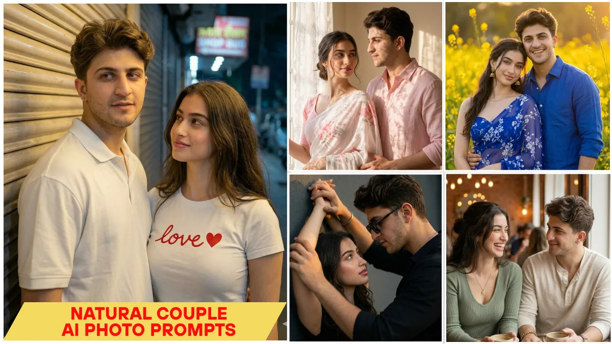 Gemini natural couple AI photo prompts ultra realistic cinematic romantic portrait generated with Gemini AI photo editing 2026