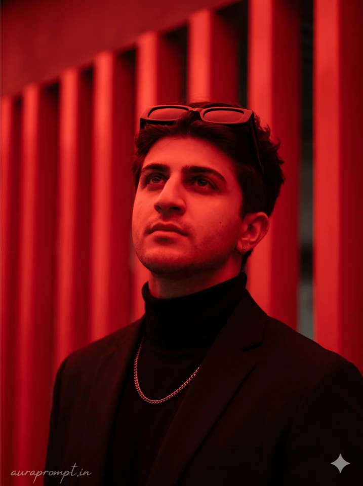 A cinematic gemini ai boy style prompt result showing a hyper-realistic portrait of an Indian boy in dramatic studio lighting for Instagram 2026