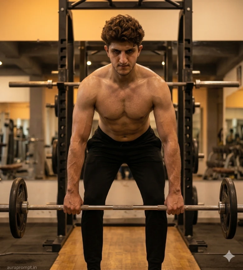 gym fitness gemini ai prompt for boy hyper realistic muscular physique cinematic DSLR editorial portrait generated with Gemini AI photo editing