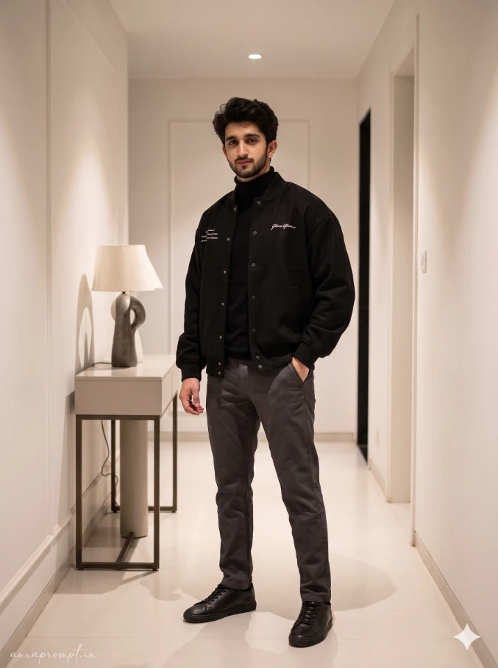 A stylish Indian man in a Pinterest-inspired outfit generated using Gemini photo editing prompts for Instagram