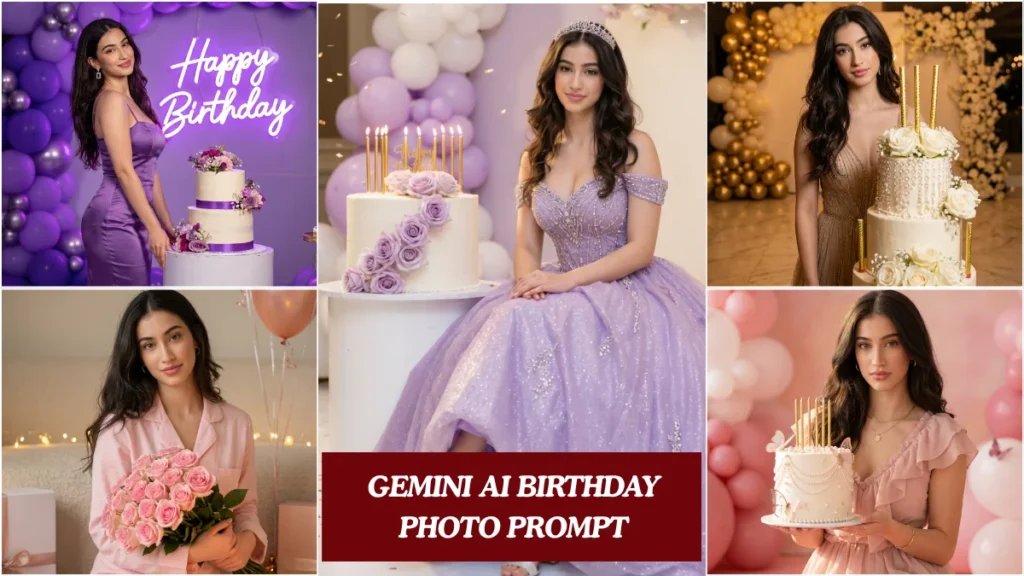Indian girl in Pinterest cinematic Gemini AI birthday photo prompt editorial portrait