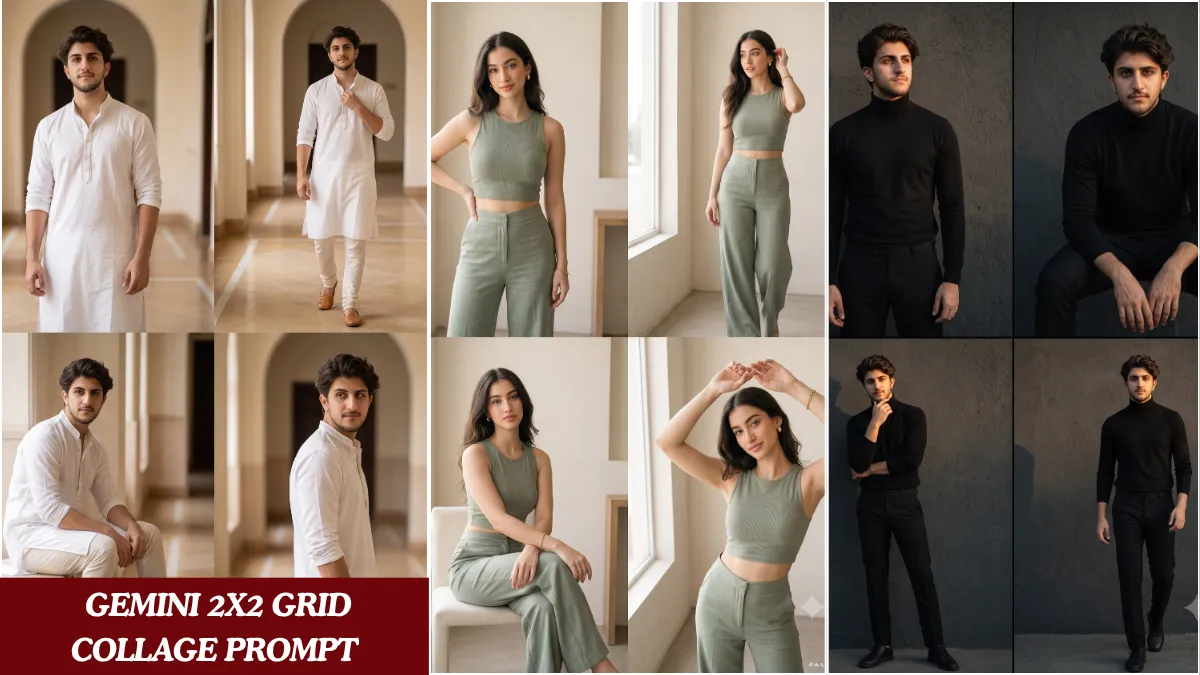 A cinematic Gemini 2X2 Grid Collage Prompt
