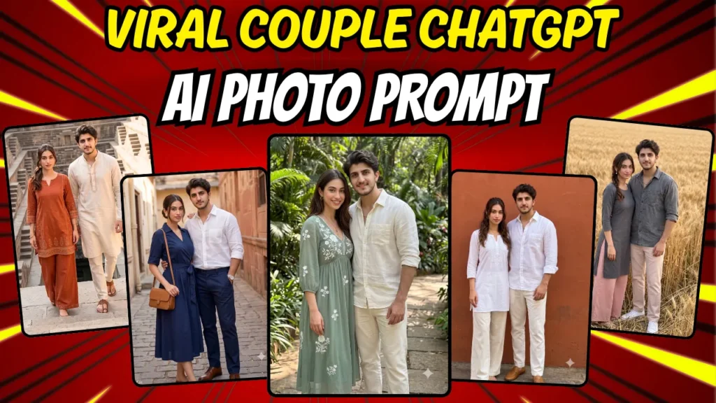 Indian couple in coordinated spring outfits using a couple ChatGPT photo editing prompt for Instagram 2026
